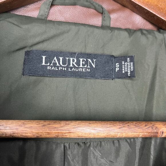 Ralph Lauren Quilted Jacket Faux Shearling Collar Green Size S Hooded Equestrian - Picture 6 of 7